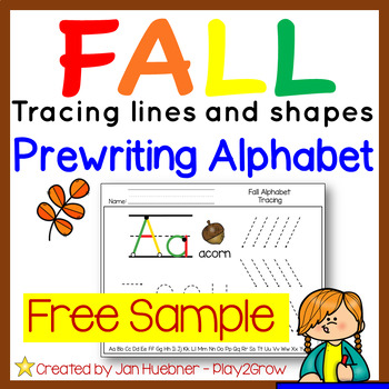 Preview of Free Sample FALL PREWRITING ALPHABET - Tracing Lines and Shapes Worksheets