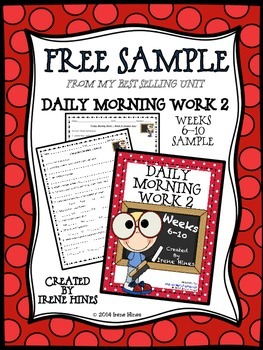 Preview of Free Sample From Daily Morning Work 2 Weeks 6-10 ~ Language Arts and Math
