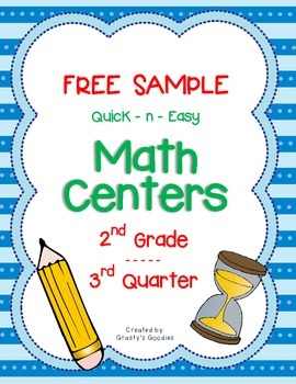 Preview of {Free Sample} Math Centers for 3rd Quarter (2nd Grade -- Common Core)