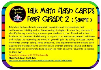 Preview of Free Sample -Math Talk  (Flash Cards)