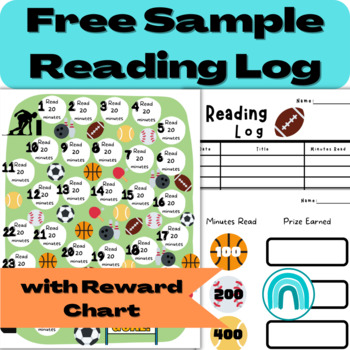 Preview of Free Sample Monthly Homework Reading Log with Reward Chart & Game Board