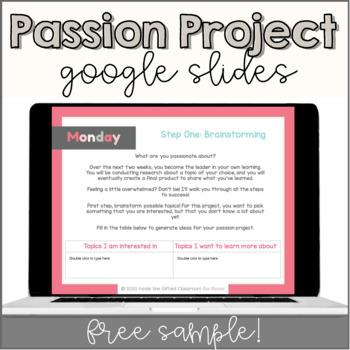Preview of Free Sample | Passion Project | Genius Hour | Digital Resource