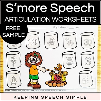 Preview of Free Sample S'more Speech No Prep Worksheets -TH