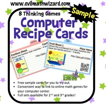 Preview of Free Sample of Computer Recipe Cards for Online Math Game Success