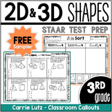 Free Sampler 2D & 3D Shapes 3rd Grade STAAR Geometry Test Prep