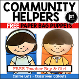 Free Sampler Community Helpers Crafts |  Puppets - Girl & 
