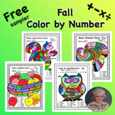 Free Sampler Fall Printable Color by Number Add Subtract M