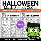 Free Halloween Math Secret Codes First Grade Subtraction