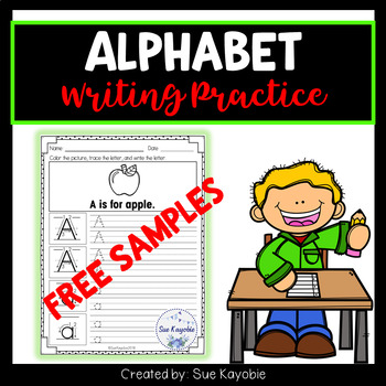 Free Samples Alphabet Writing Practice by Sue Kayobie | TPT