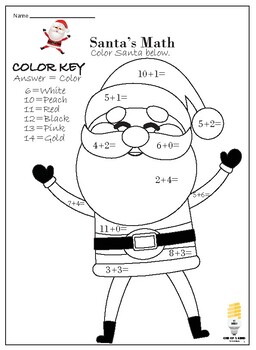 Free Santa Color by Numbers by One of a Kind Teaching | TpT