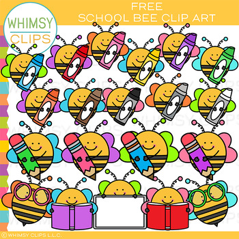Preview of Free Spring and Summer School Bee Clip Art