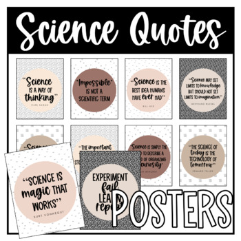 Preview of Free Science Quotes Posters | Dreamy Neutral Science Classroom Decor