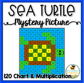 Preview of Free Sea Turtle Mystery Picture (120 Chart & Multiplication)