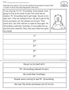 Free Sequence Cut and Paste Worksheet Groundhogs Day by Teacher's Take-Out