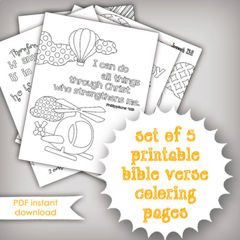 Preview of Free! Set of 5 Bible Memory Verse Coloring Pages for Kids