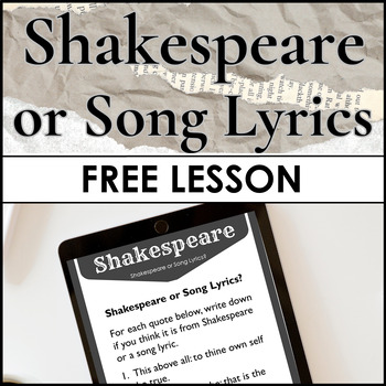 Preview of Shakespeare Pre Reading, Is It Shakespeare or Song Lyrics, Middle & High School