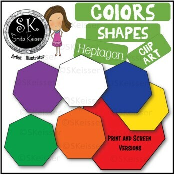 Preview of Shapes Heptagon Clip Art,  Simple Colors