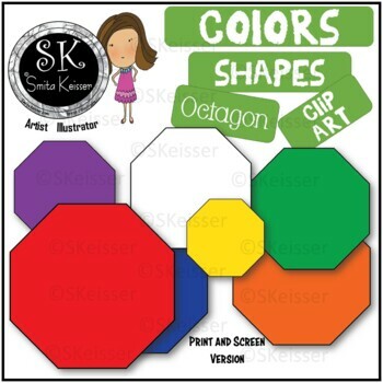 Preview of Shapes Octagon Clip Art,  Simple Colors