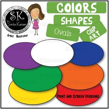 Preview of Shapes Ovals Clip Art,  Simple Colors