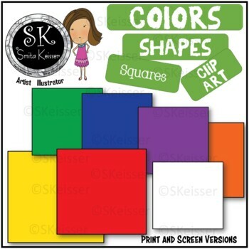 Preview of Shapes Squares Clip Art,  Simple Colors