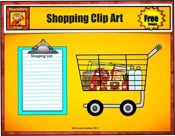 Preview of Free Shopping Cart and Grocery List from Charlotte's Clips