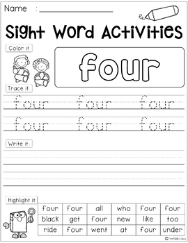 free sight word activities by the kiddie class tpt