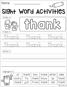 Free Sight Word Activities by The Kiddie Class | TpT