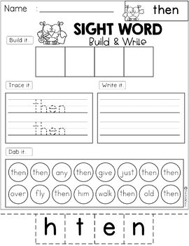 Free Sight Word Build and Write by The Kiddie Class | TpT