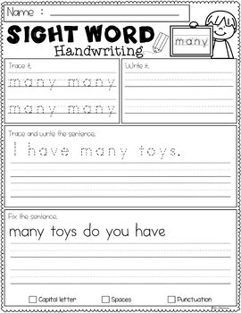 free sight word handwriting by miss faleena teachers pay teachers