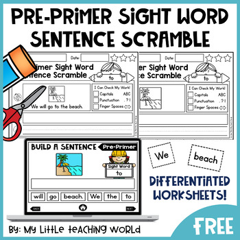 Distance Learning Sight Word Sentence Scramble FREE (Powerpoint)