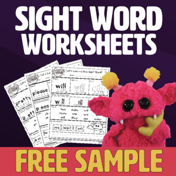 Preview of Free Sight Word Worksheets with Hubble - Nimalz Kidz