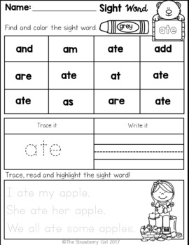 Free Sight Word Practice - Primer by The Strawberry Girl | TpT