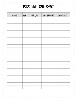 Preview of Free Sign Out Sheet