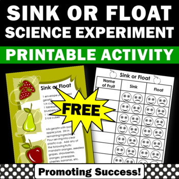 FREE Sink or Float Worksheet, Easy Science Experiment Kindergarten 1st