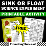 FREE Sink or Float Worksheet Easy Science Experiment Speci