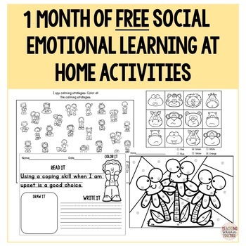 Preview of Free Social Emotional At Home Learning Activities For Kids: Distance Learning