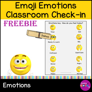 Preview of Free Social Emotional Learning Emoji Emotions Key and or Classroom Check-in