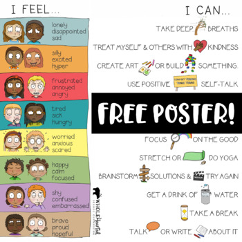 Preview of Free Social Emotional Learning Poster: Feelings Check-In & Coping Tools