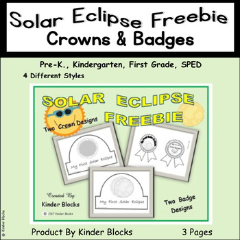 Preview of Free  Solar Eclipse Crowns and  Award Ribbons or Badges