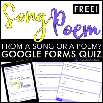 Free Song or Poem Google Form Poetry Quiz by Tracee Orman | TpT