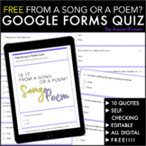 Free Song or Poem Google Form Poetry Quiz