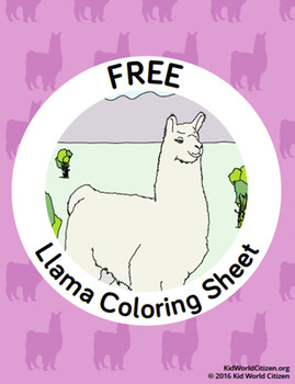 Preview of Free South America / Peru Llama Coloring Page