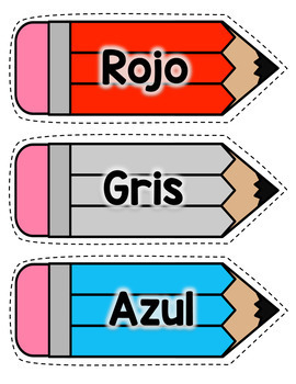 {FREE} Spanish Colors Pencil Labels by Searching For Silver | TPT