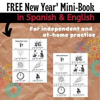 Preview of Free Spanish / English "Happy New Year" Emergent Reader Mini-book