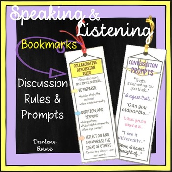 Preview of Free Speaking and Listening Discussion Rules and Prompts Bookmarks