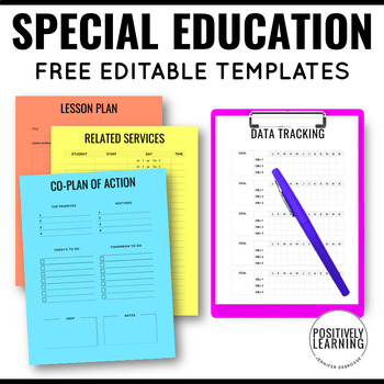 Preview of Free Special Education Lesson Plan Template and Data Tracker | Editable in Canva