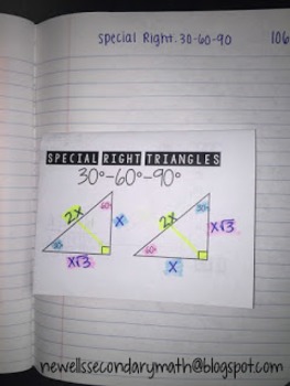 Free Special Right Triangles 30 60 90 Foldable By Mrs Newells Math