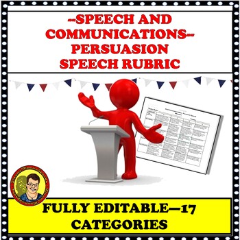 Preview of Free Speech Communications Editable Persuasive Speech Rubric
