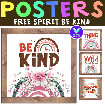 Preview of Free Spirit BE KIND Rainbow Quotes Positive Classroom Decor Bulletin Board Ideas