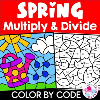 Preview of Spring Summer Color by Number Code Multiplication and Division Coloring Pages